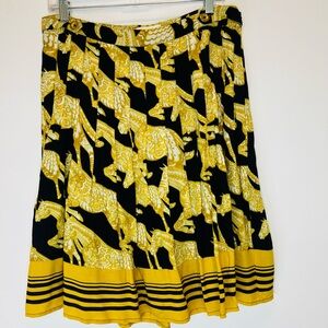 Anthropologie Yellow and Black Patterned Circle Skirt